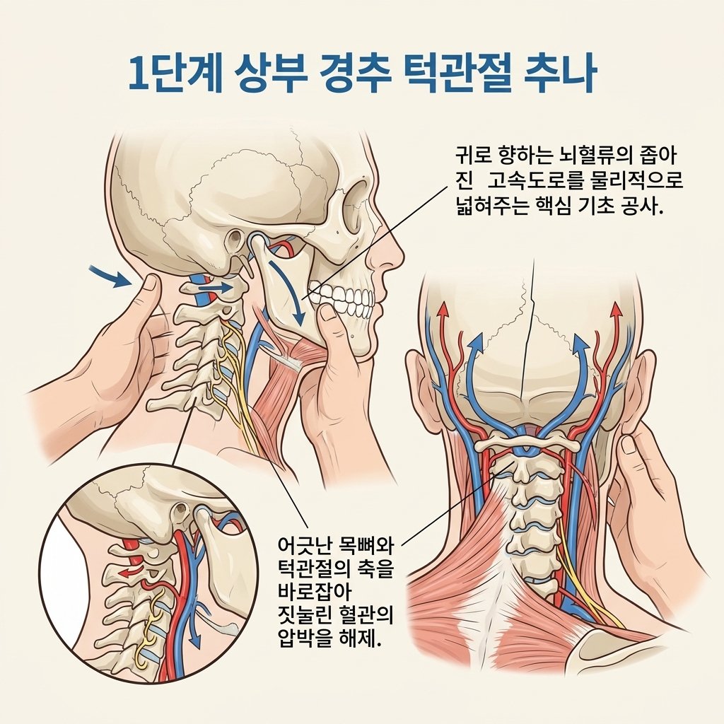이명 치료 추나 요법 상부 경추 턱관절 교정 혈류 개선
