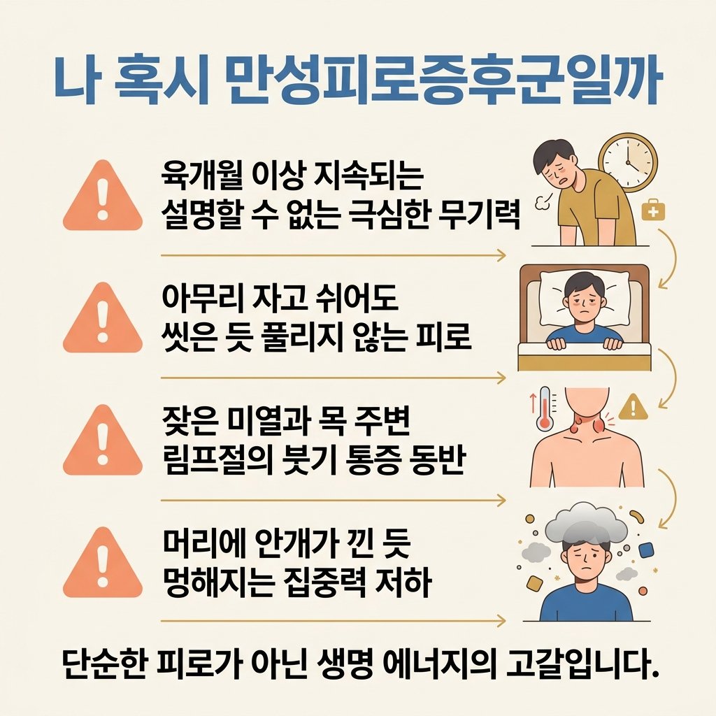 만성피로증후군 증상 자가진단 무기력 림프절통증 수면장애