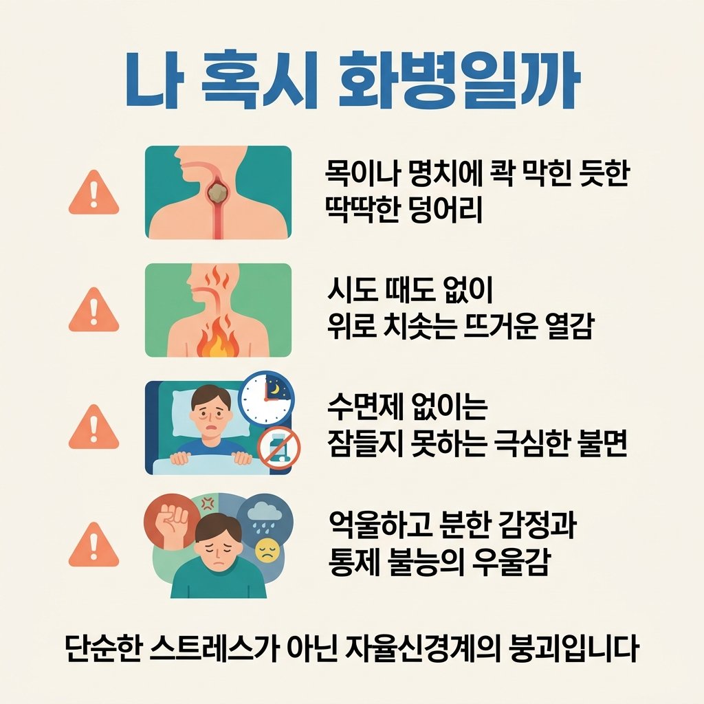 화병 증상 자가진단 명치통증 가슴답답함 불면증 우울감