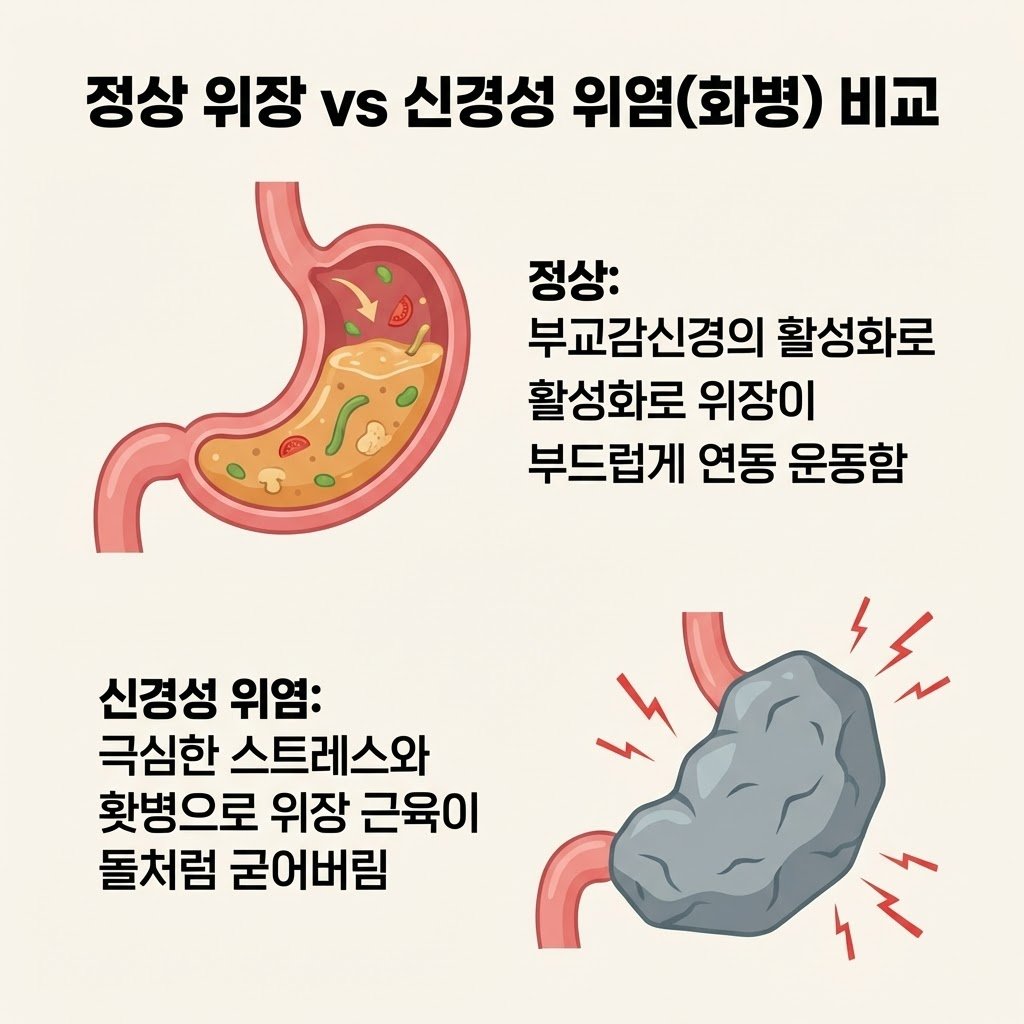 정상 위장 신경성 위염 화병 스트레스 소화불량
