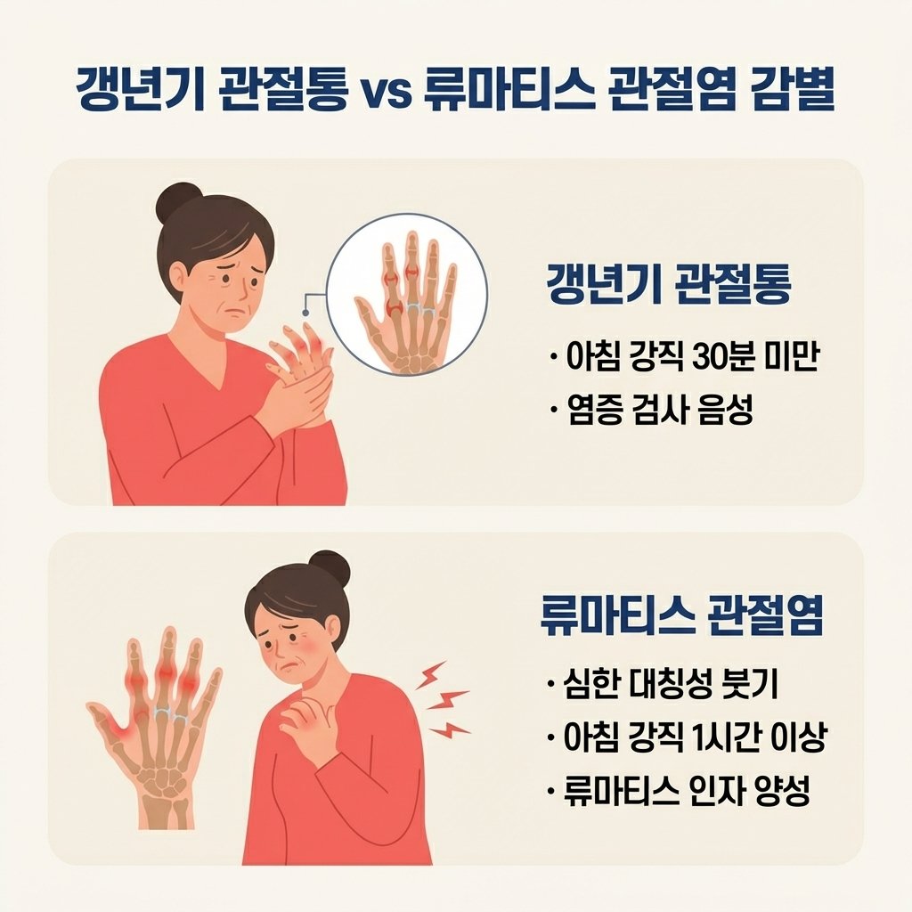 류마티스 관절염 갱년기 관절통 차이 조조강직 감별