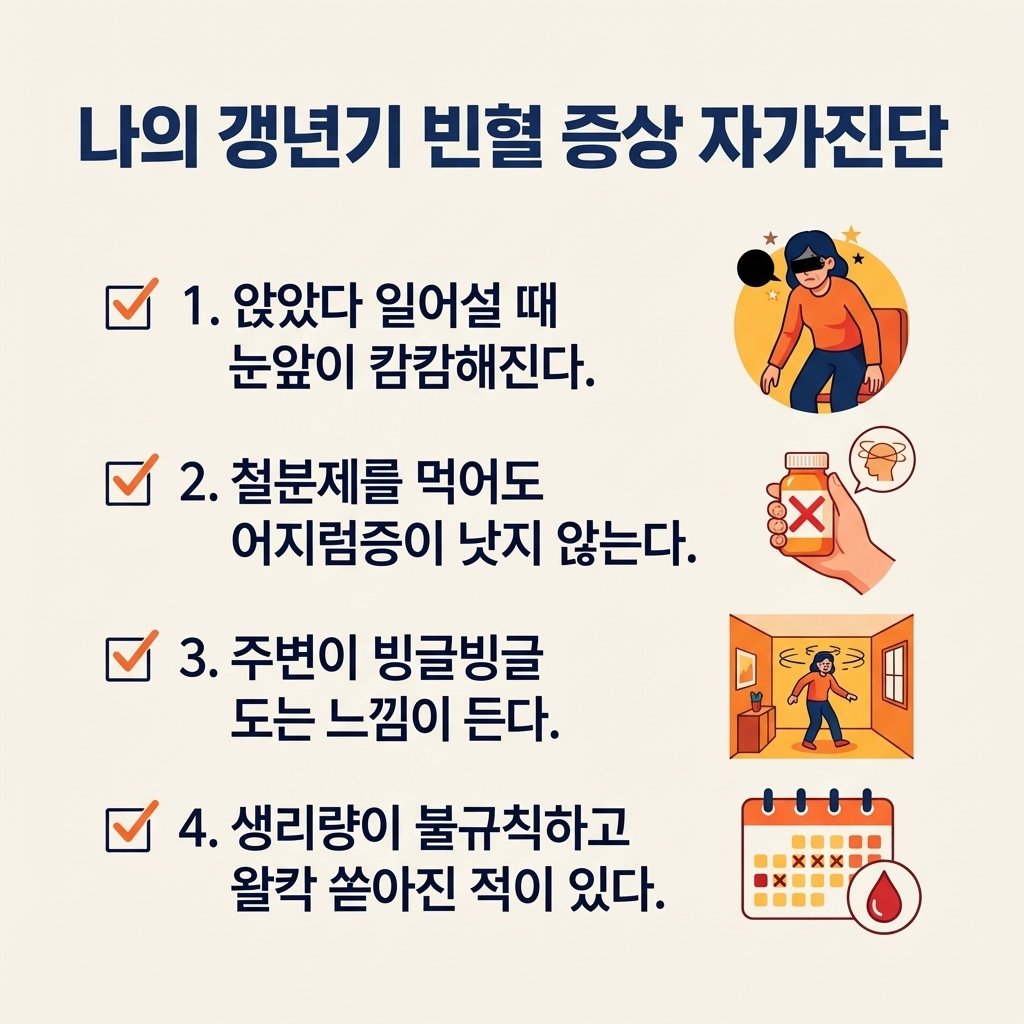 갱년기 빈혈 자가진단 어지럼증 기립성 저혈압