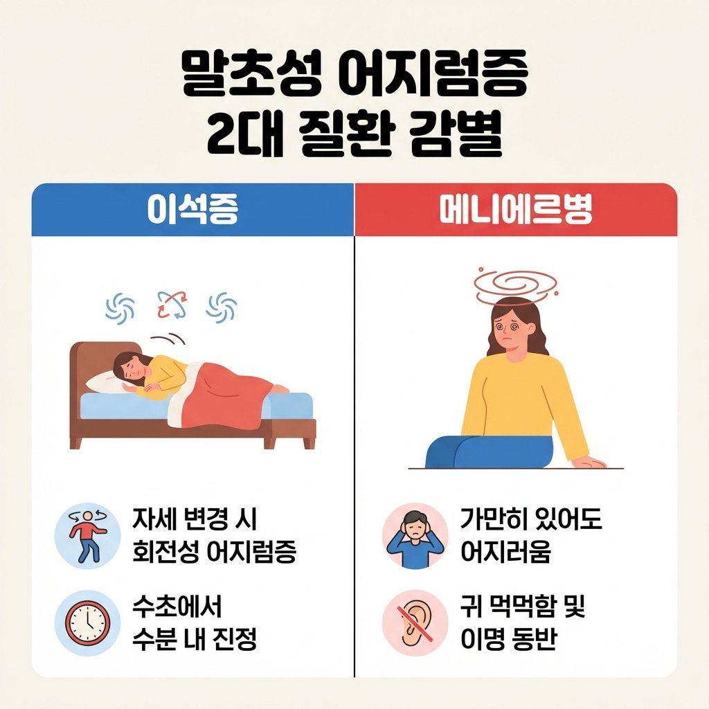 이석증 메니에르병 증상 감별 어지럼증 차이