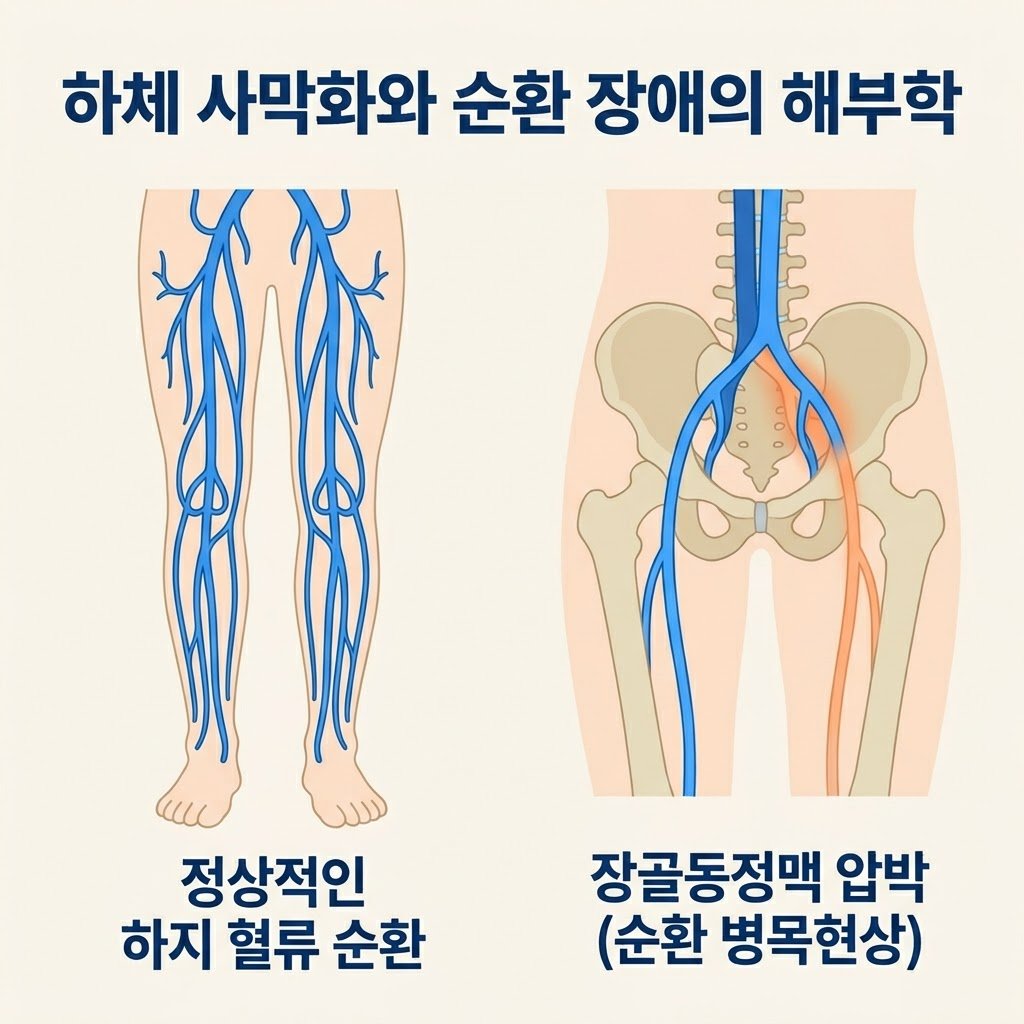 장골동정맥 압박 하체 순환 장애 해부학