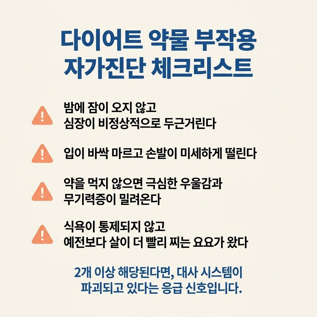 식욕억제제 부작용 자가진단 불면증 가슴두근거림