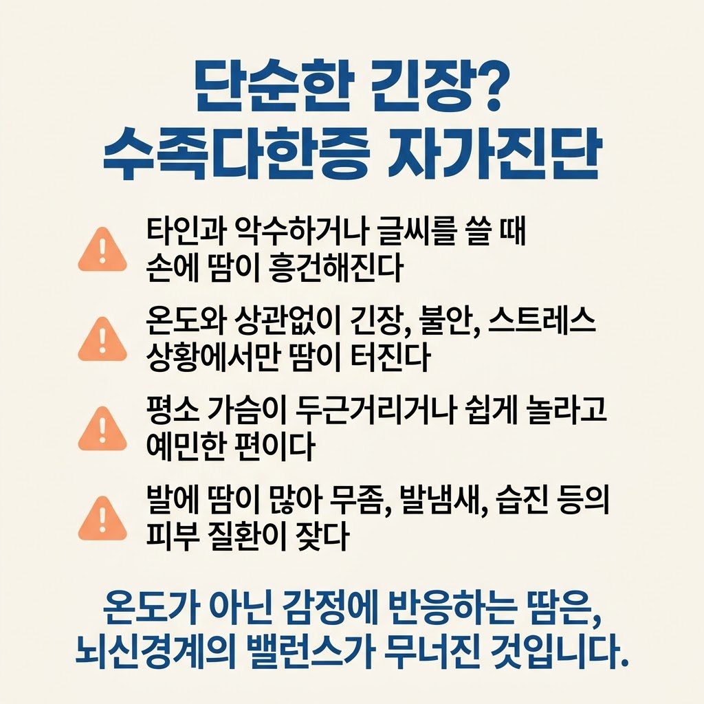 수족다한증 증상 자가진단 손에 땀 불안 교감신경