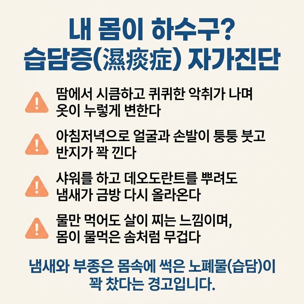 습담증 자가진단 땀 악취 부종 붓기 노폐물