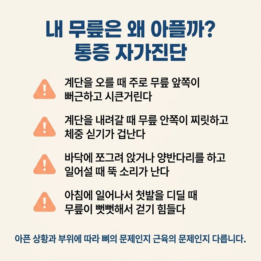 무릎 통증 자가진단 계단 오를때 내려갈때 쪼그려 앉을때