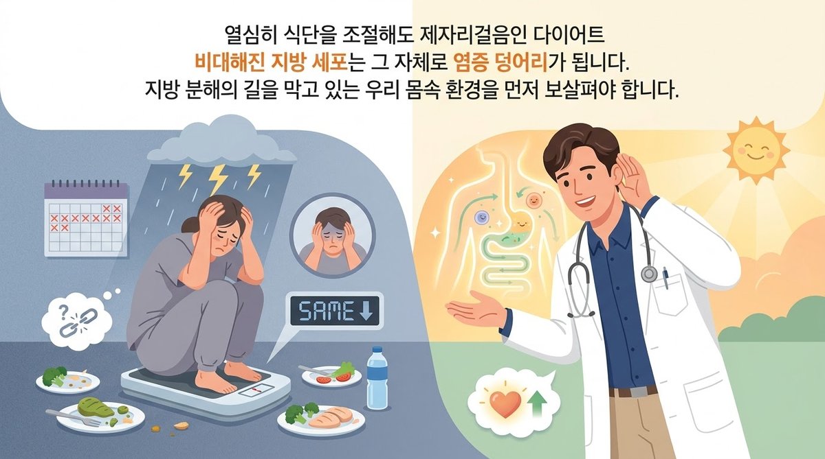 다이어트 정체기 원인 만성 염증 신경 연관 대식세포