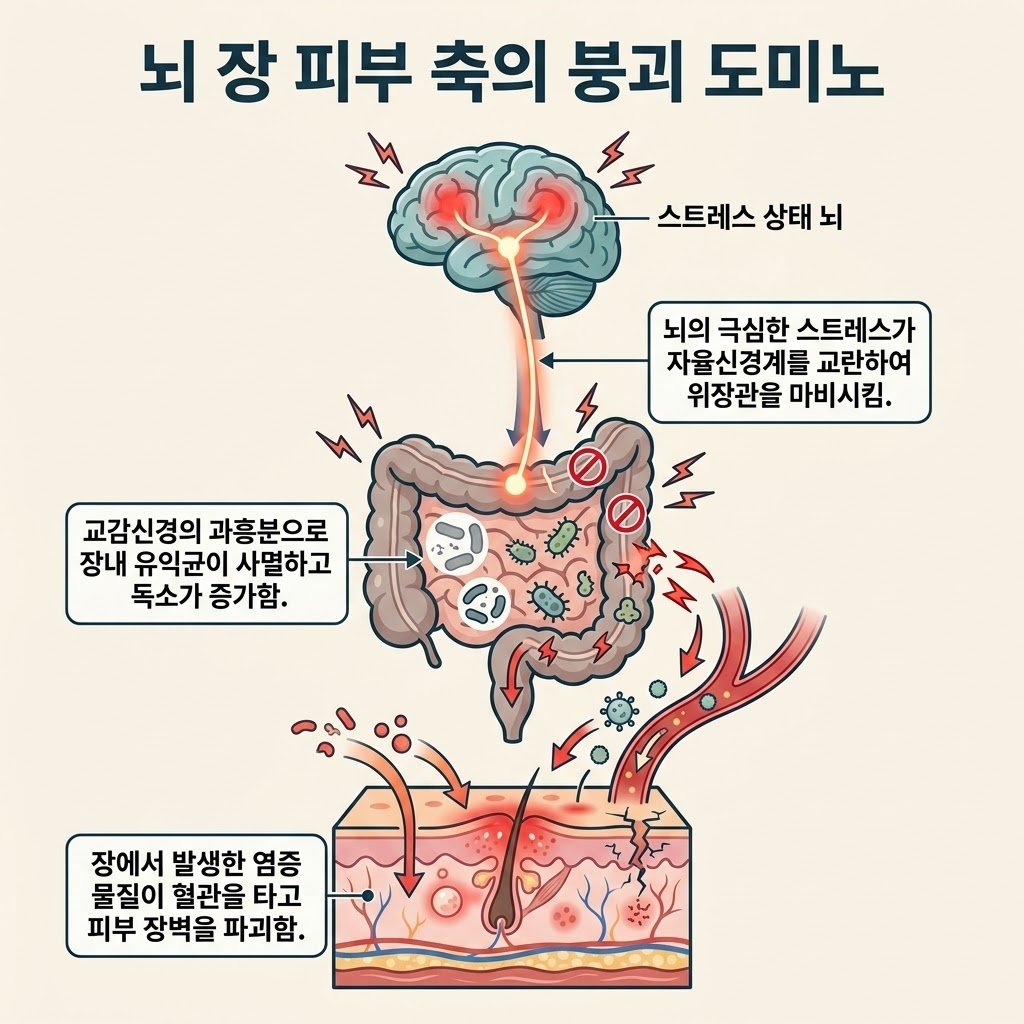 뇌 장 피부 축 Brain Gut Skin Axis 스트레스 피부염 기전