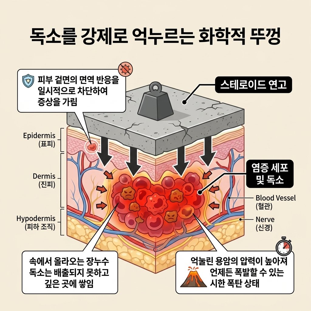 스테로이드 연고 기전 면역억제 염증 억압 시한폭탄 피부염
