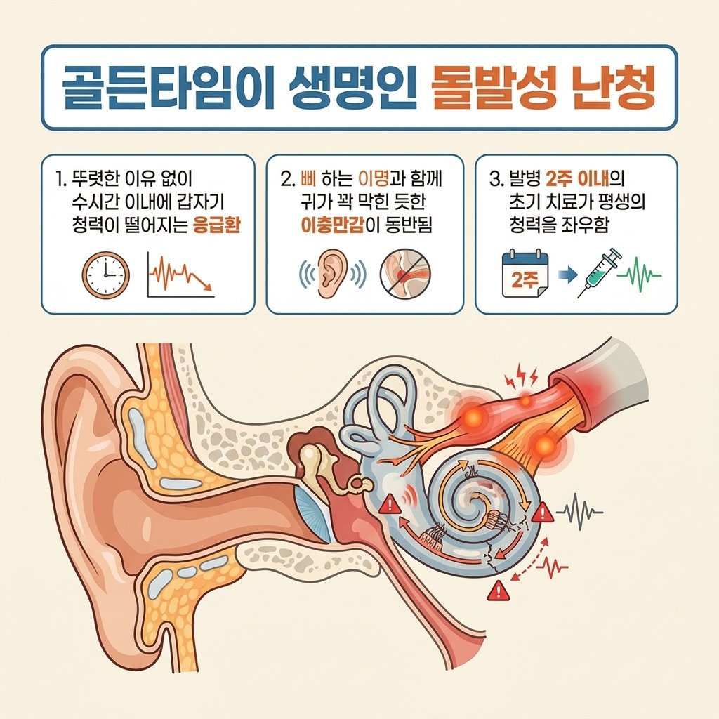 돌발성 난청 이명 증상 골든타임 청신경 손상 해부학