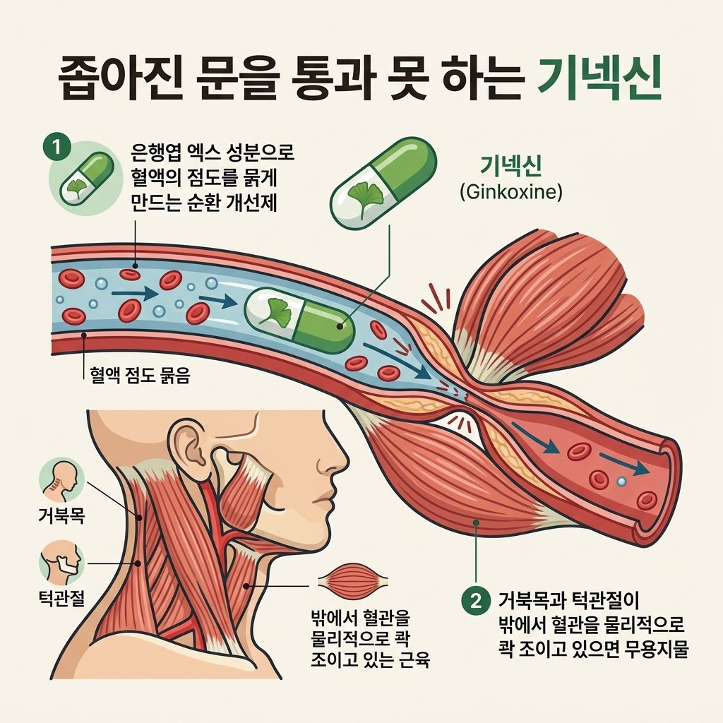 기넥신 타나민 혈액순환개선제 이명 치료 한계 체성이명 혈관압박
