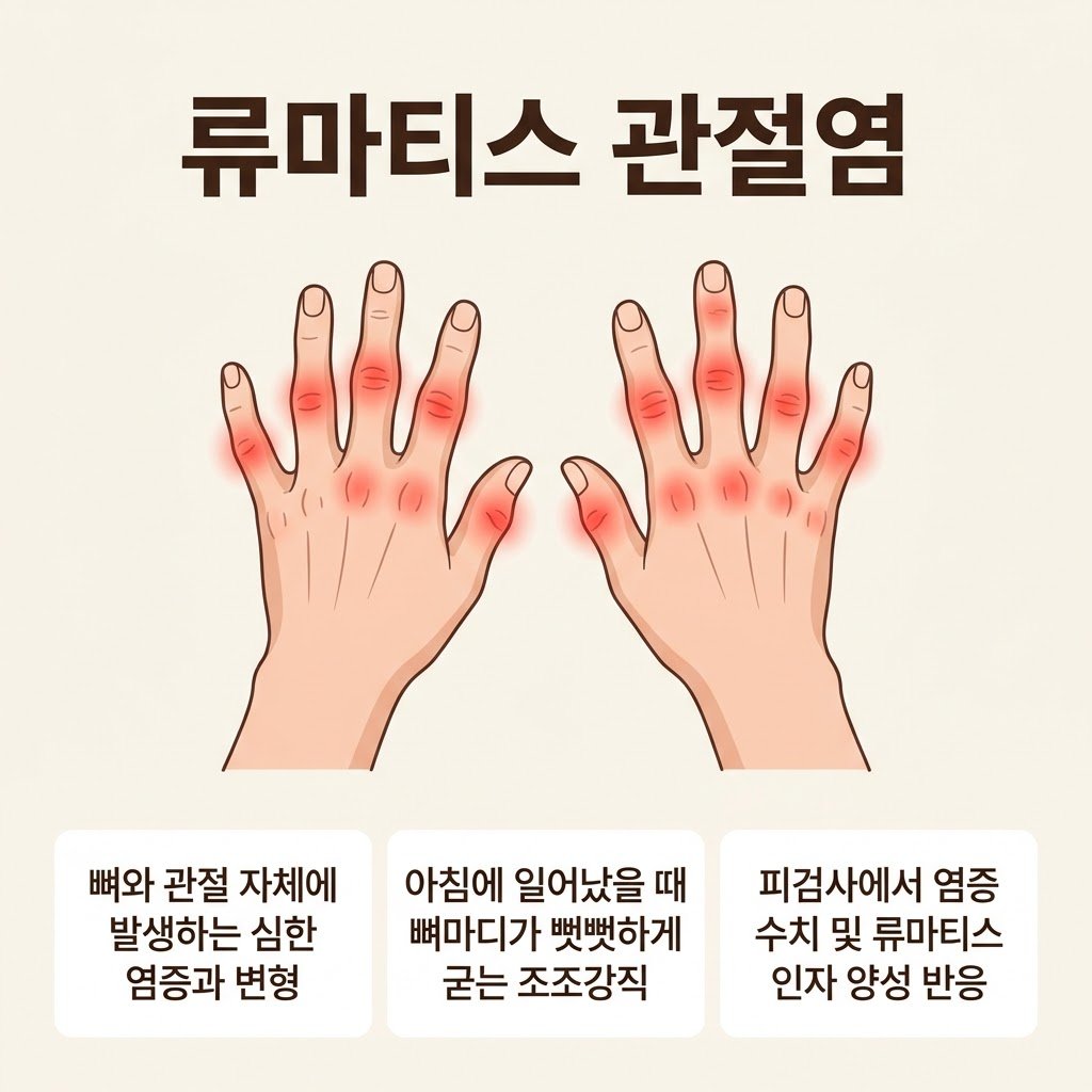 류마티스 관절염 증상 조조강직 자가면역질환 관절 변형