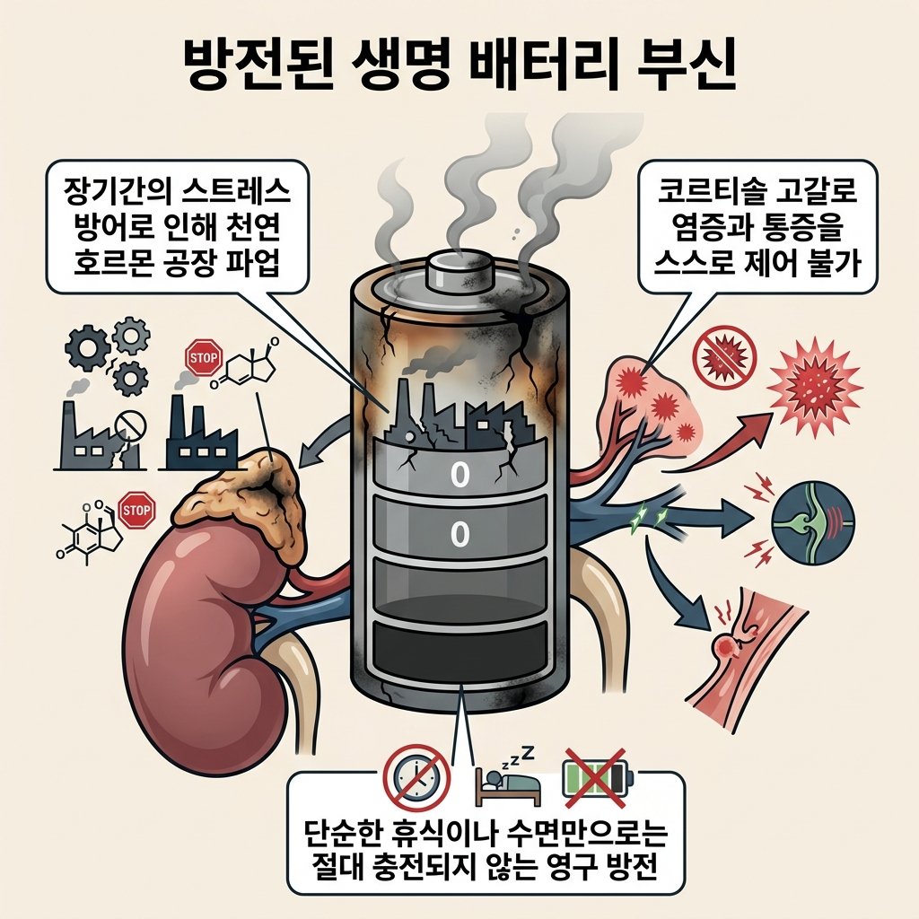 만성피로 원인 부신피로 코르티솔 고갈 자율신경실조
