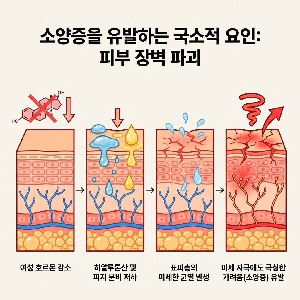 여성 호르몬 감소 히알루론산 피지 분비 저하 가려움증