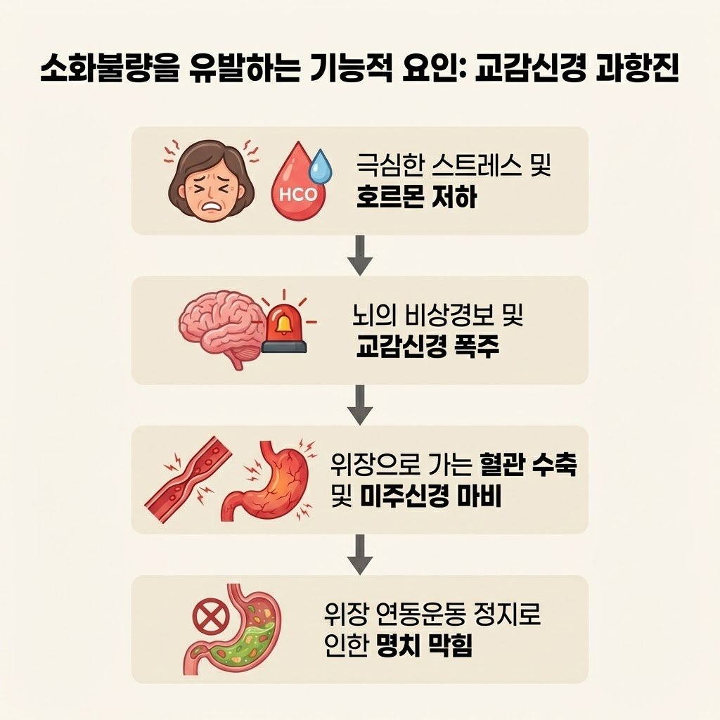 교감신경 항진 미주신경 마비 위장 운동 저하