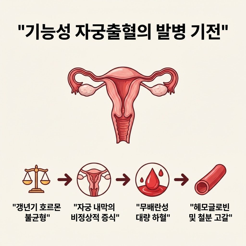 기능성 자궁출혈 원인 갱년기 호르몬 불균형 대량 하혈