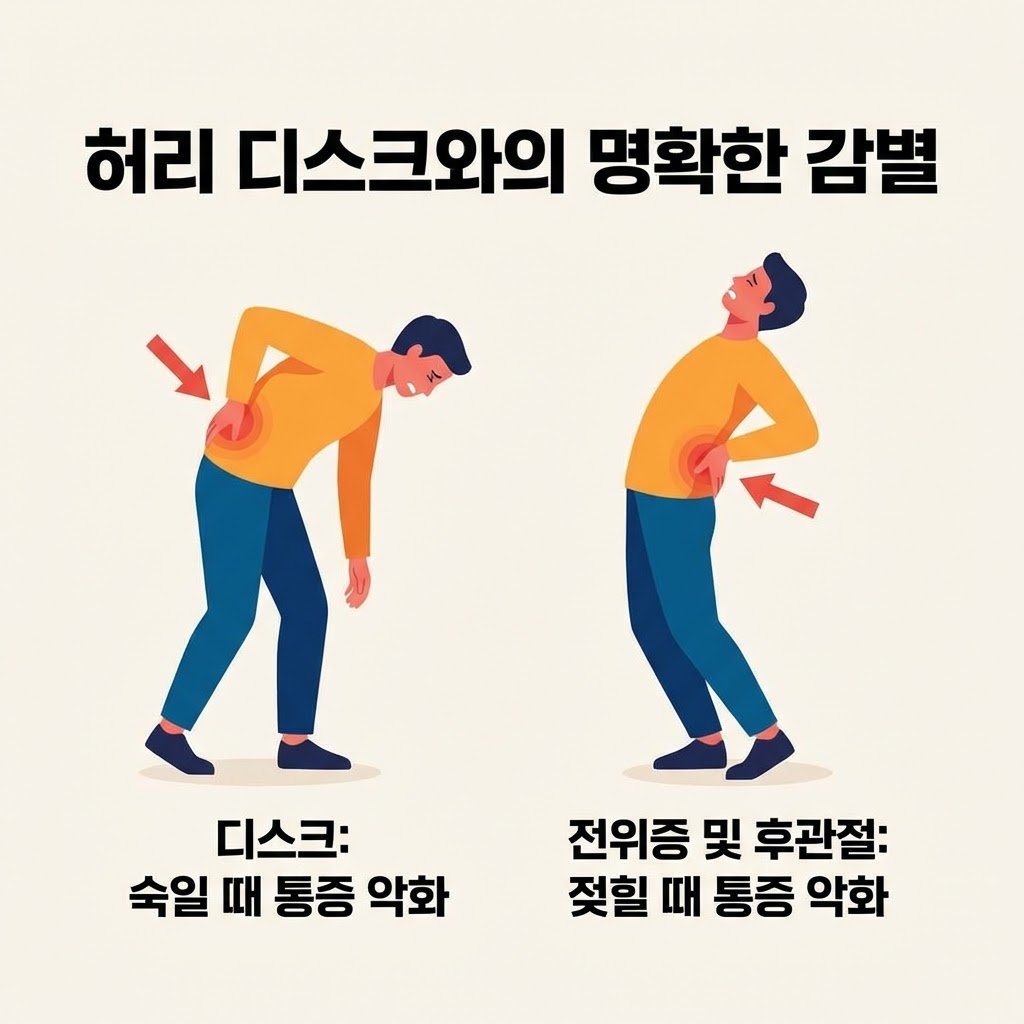 허리디스크 척추전방전위증 후관절증후군 증상 차이
