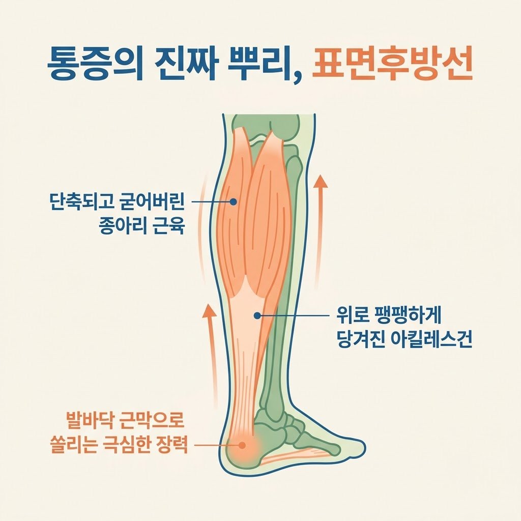표면후방선 근막경선 아킬레스건 비복근 경직 족저근막염
