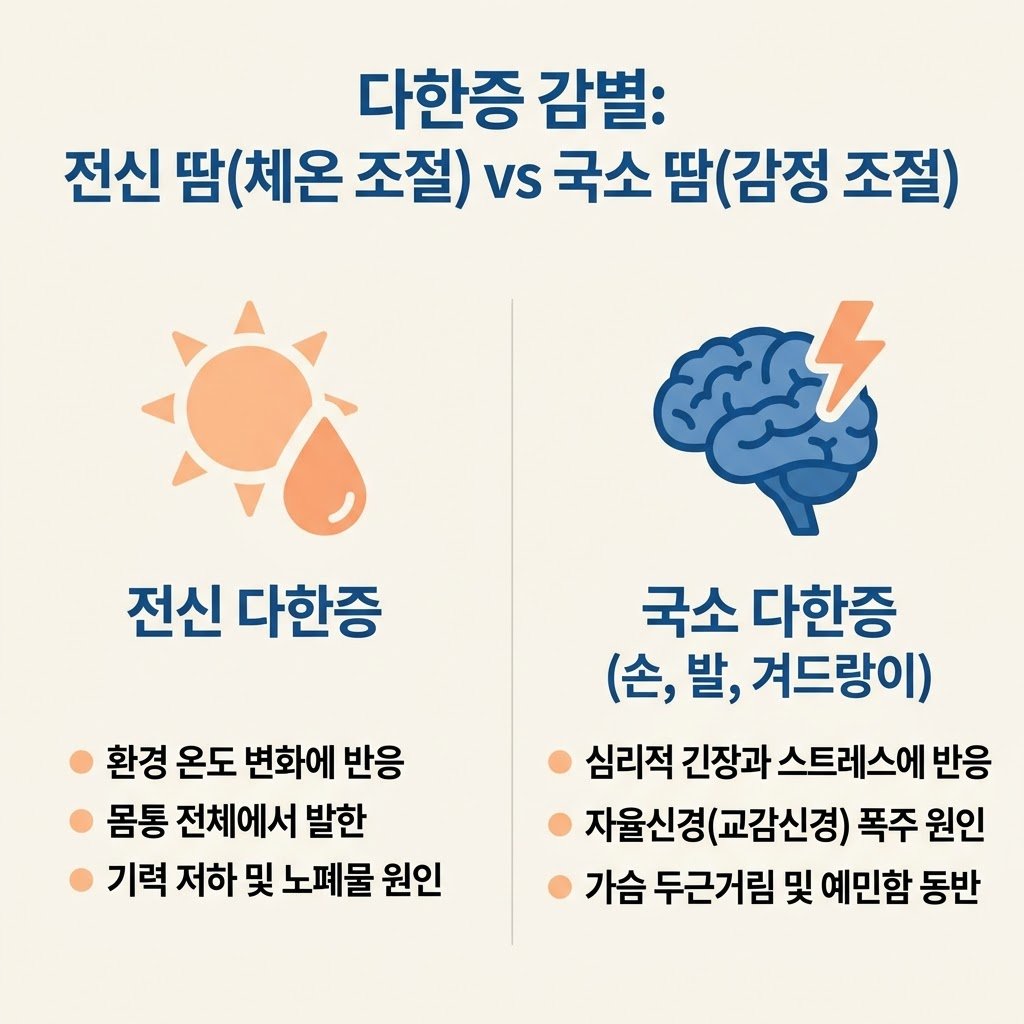 다한증 감별 전신다한증 국소다한증 수족다한증 차이