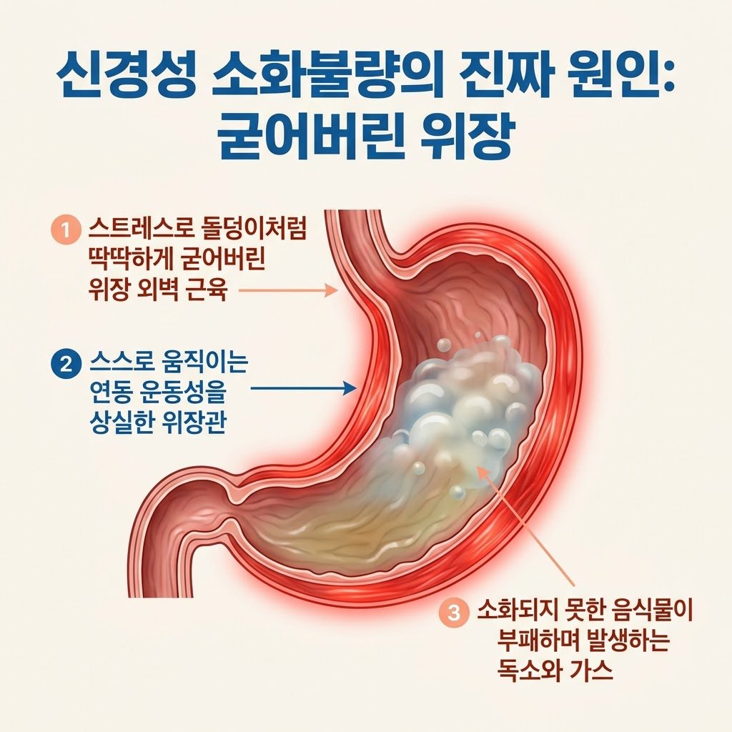 담적병 원인 위장 근육 굳음 연동운동 저하 소화불량 인포그래픽