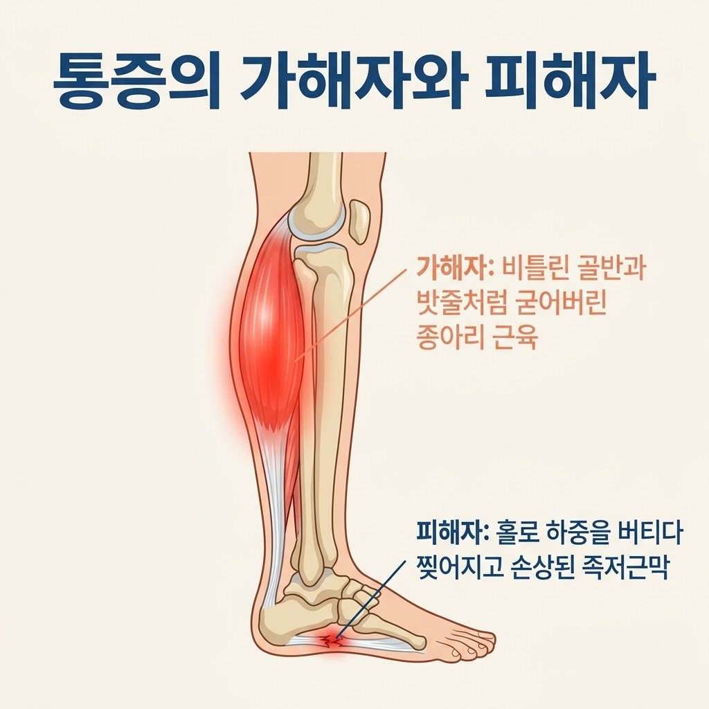 표면후방선 근막경선 종아리 근육 아킬레스건 족저근막염 원인 인포그래픽