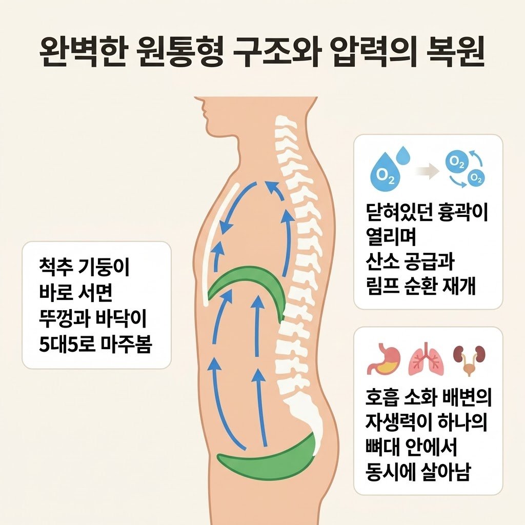 인체 원통 구조 횡격막 골반저근 수평 복압 정상화 인포그래픽