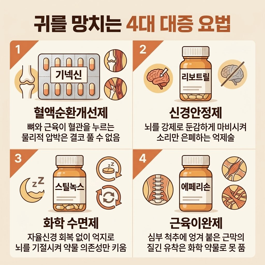 기넥신 리보트릴 스틸녹스 에페리손 이명 약 부작용 한계