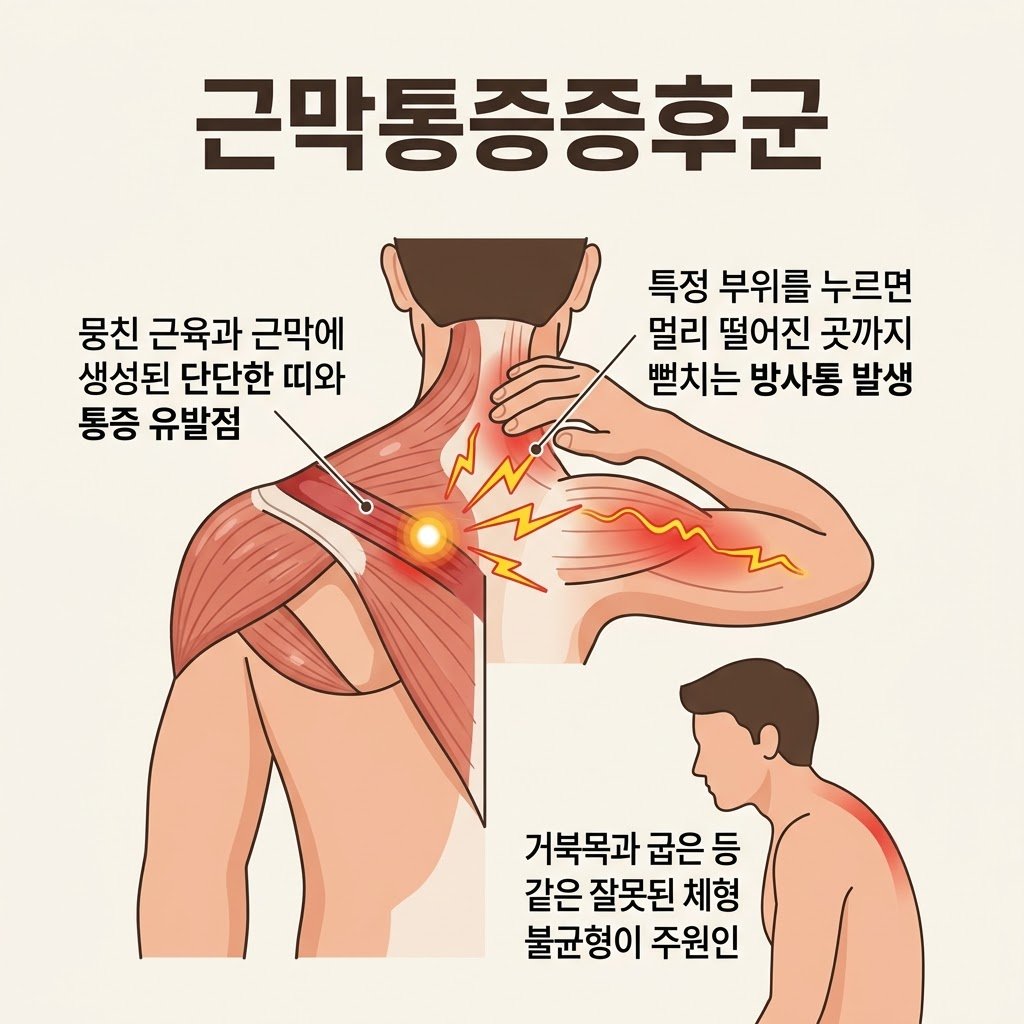 근막통증증후군 증상 통증유발점 방사통 거북목 체형불균형