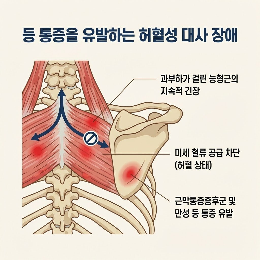 능형근 통증 혈류 차단 대사 장애