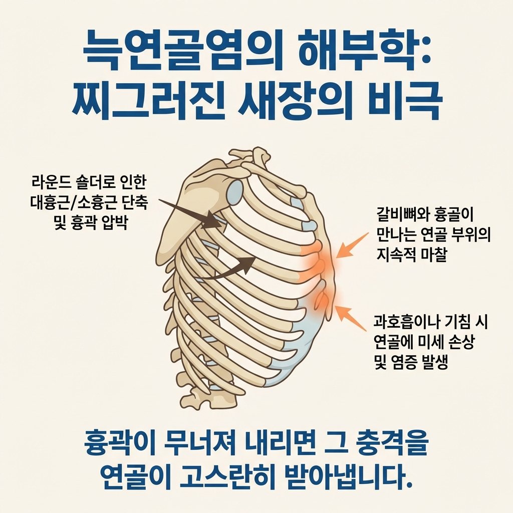 늑연골염 원인 라운드숄더 거북목 흉근 단축