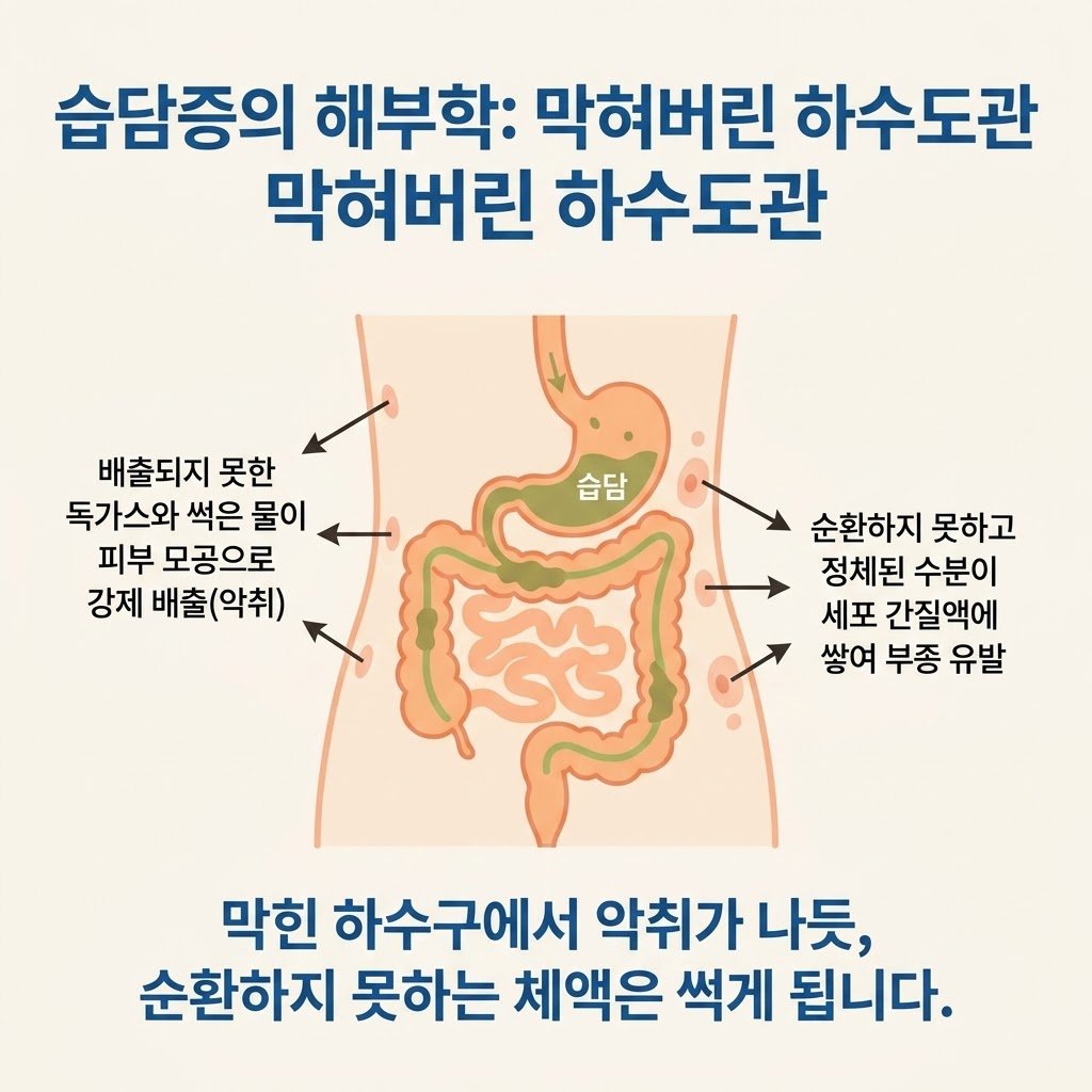 습담증 병리기전 림프관 장내 부패 가스 수독