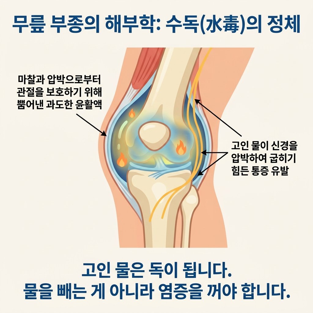 무릎 부종 해부학 관절낭염 관절액 생성 원리