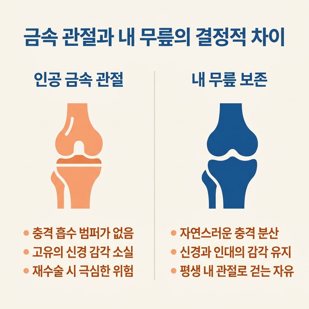 인공관절 내무릎 보존 차이점 신경 감각 충격 흡수