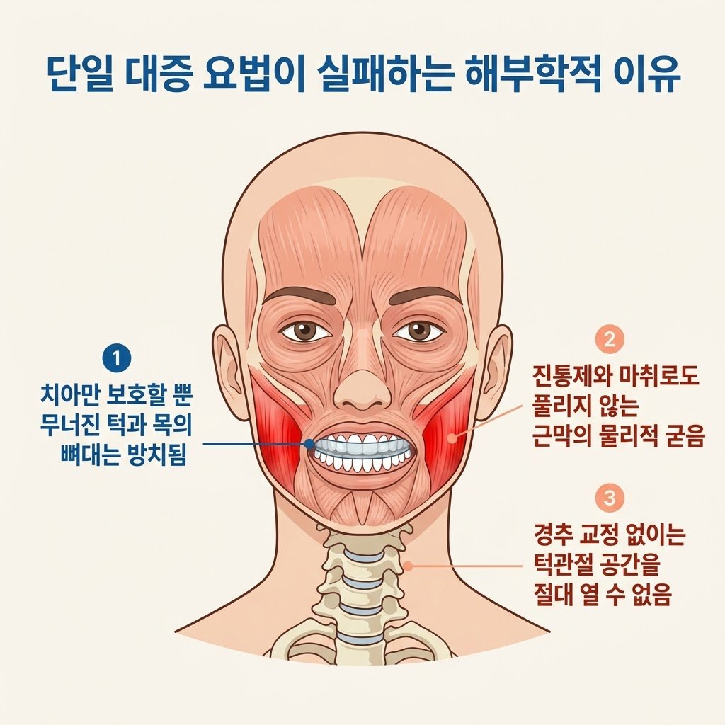 스플린트 보톡스 단일 요법 실패 이유 구조적 붕괴 방치 인포그래픽