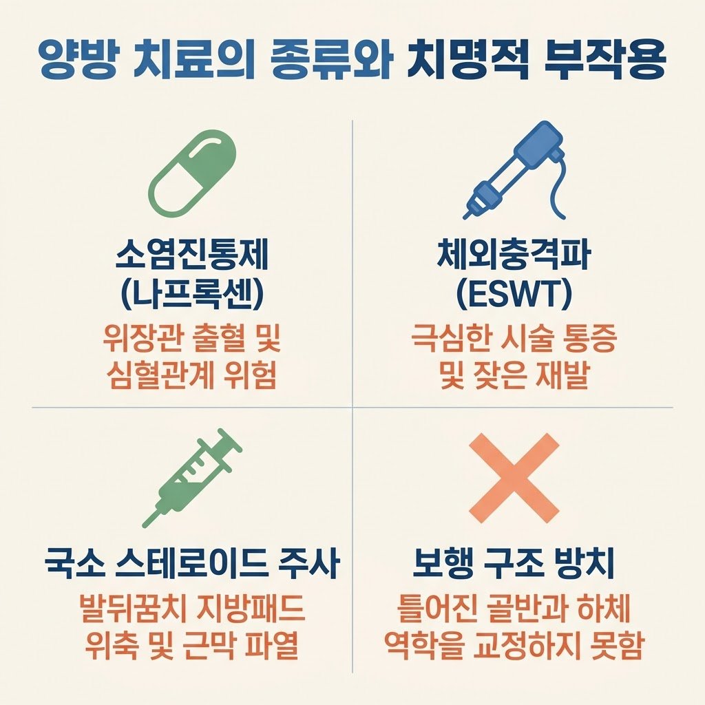 체외충격파 부작용 스테로이드 뼈주사 지방패드 위축 진통제 한계