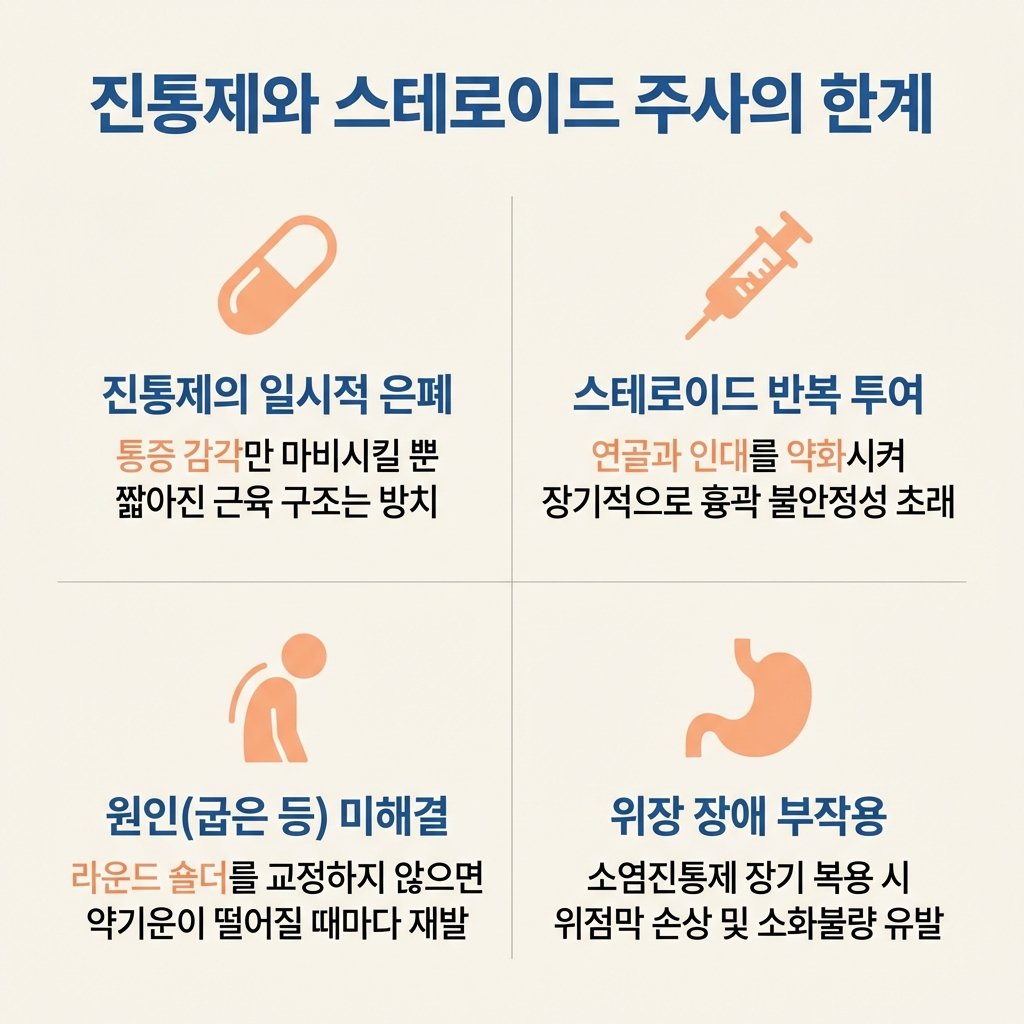 늑연골염 소염진통제 스테로이드 주사 부작용 한계