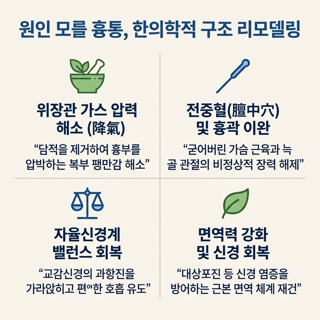 한방 흉통 치료 전중혈 흉곽 이완 자율신경 밸런스