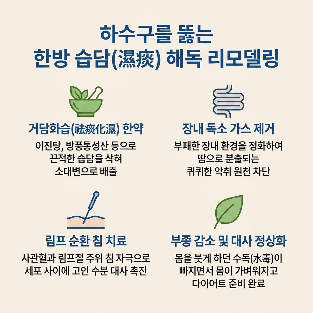 습담 해독 한의원 치료 거담화습 한약 림프 순환 침 장내 독소 제거