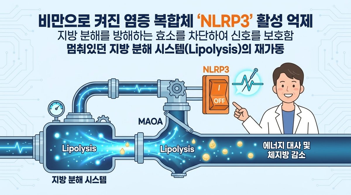 NLRP3 염증 억제 MAOA 효소 감소 노르에피네프린 보호