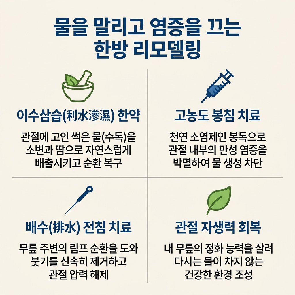 무릎 부종 한의원 치료 이수삼습 한약 봉침 약침 침치료