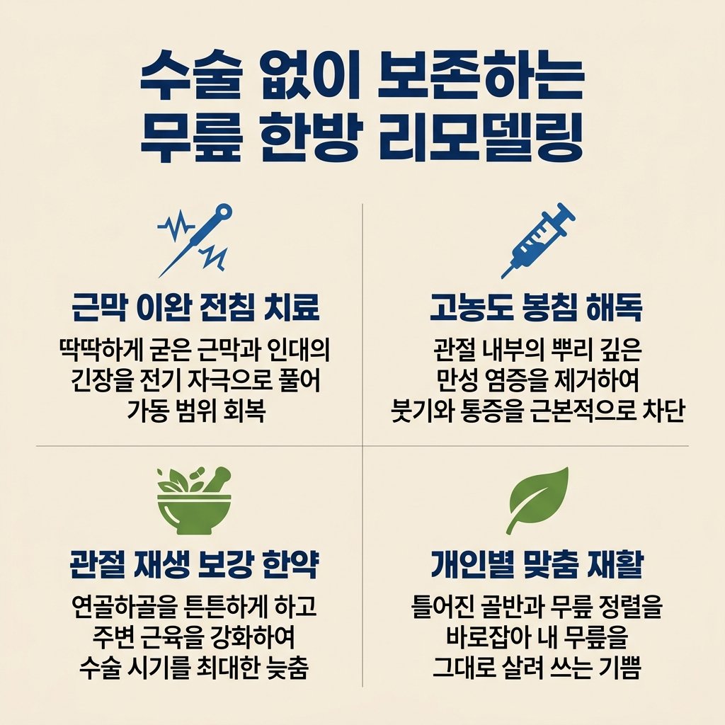 인공관절 수술 대안 한의원 치료 근막 이완 전침 봉침 한약 재활