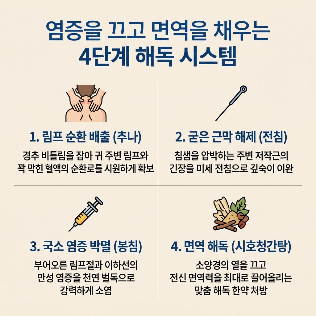 이하선염 한의원 치료 시호청간탕 전침 봉침 추나 림프순환