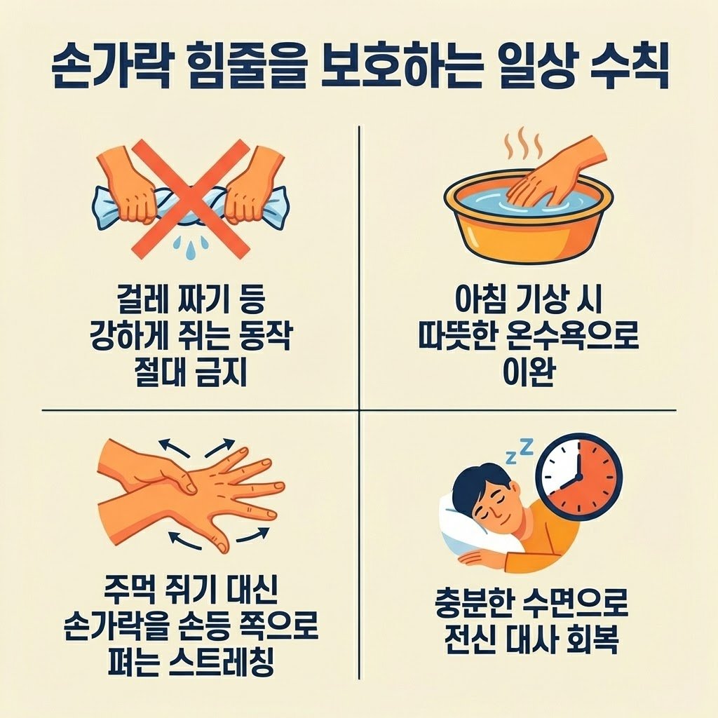손가락 관절 보호 생활수칙 걸레짜기 금지 스트레칭