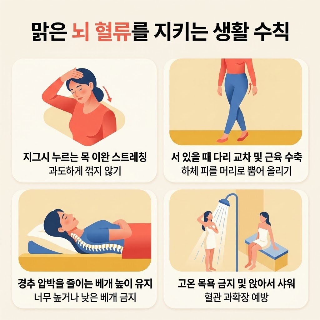 기립성 저혈압 예방 목 스트레칭 앉아서 샤워