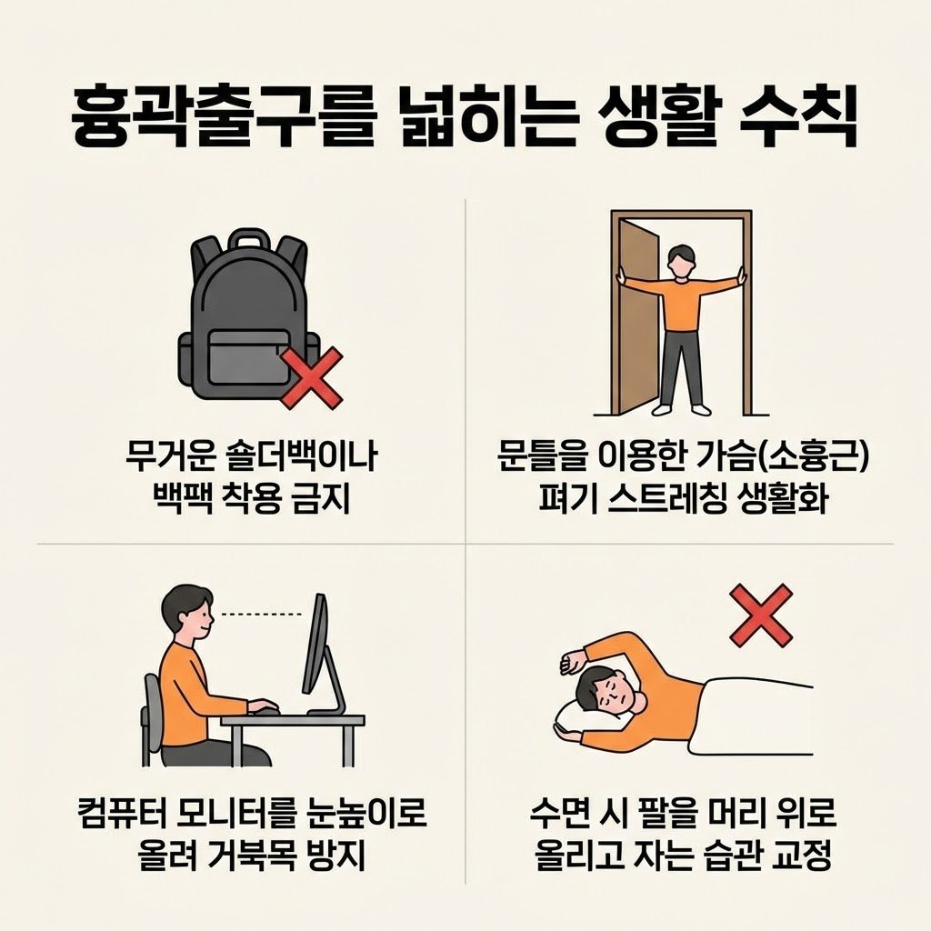 흉곽출구증후군 예방 소흉근 스트레칭 이미지