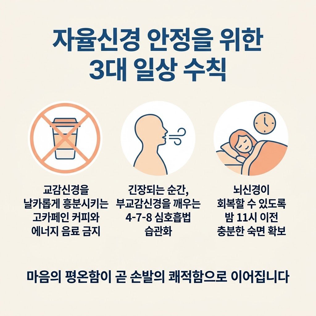 자율신경 안정 생활수칙 카페인 금지 심호흡 수면