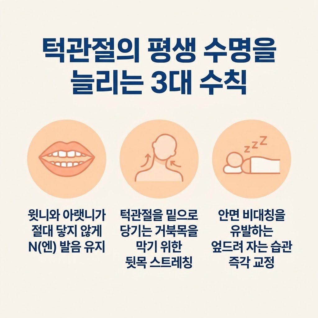 턱관절 수명 늘리는 생활수칙 엔발음 뒷목스트레칭 바르게눕기