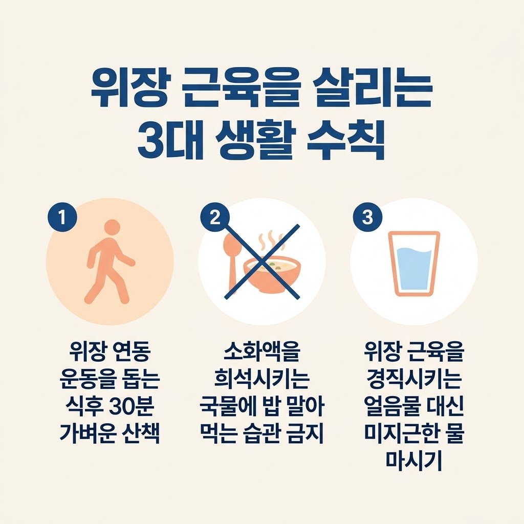 소화불량 예방 생활수칙 식후산책 국에밥말아먹기금지 따뜻한물